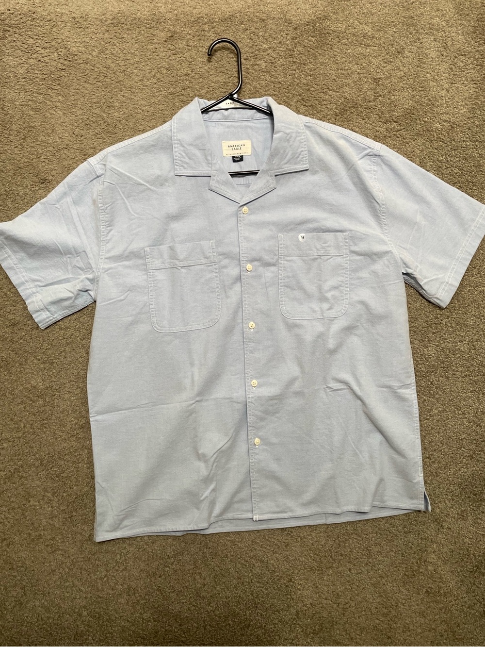 American Eagle Outfitters Pool Shirt Light Blue Short Sleeve Button-Front